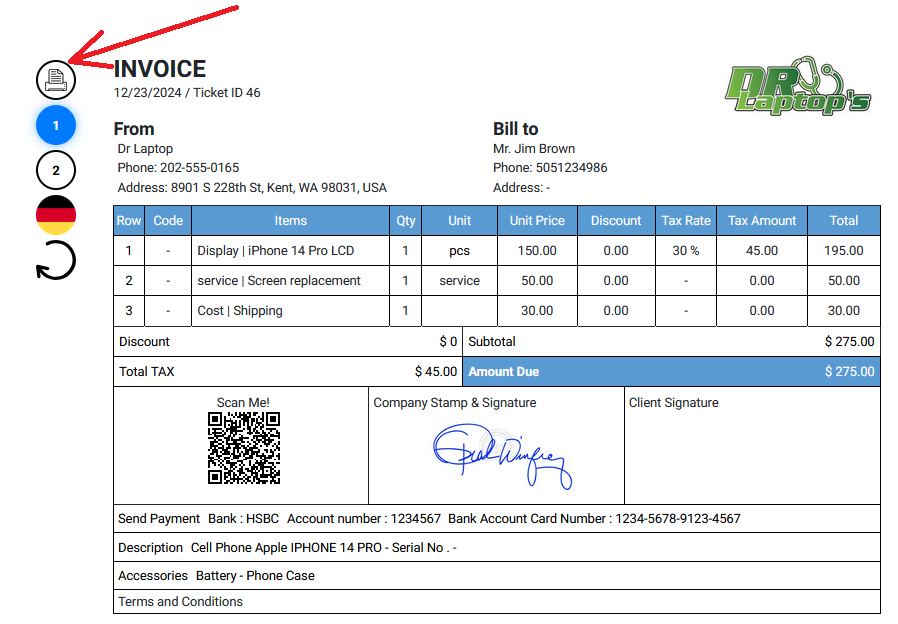 Invoice Template no 1