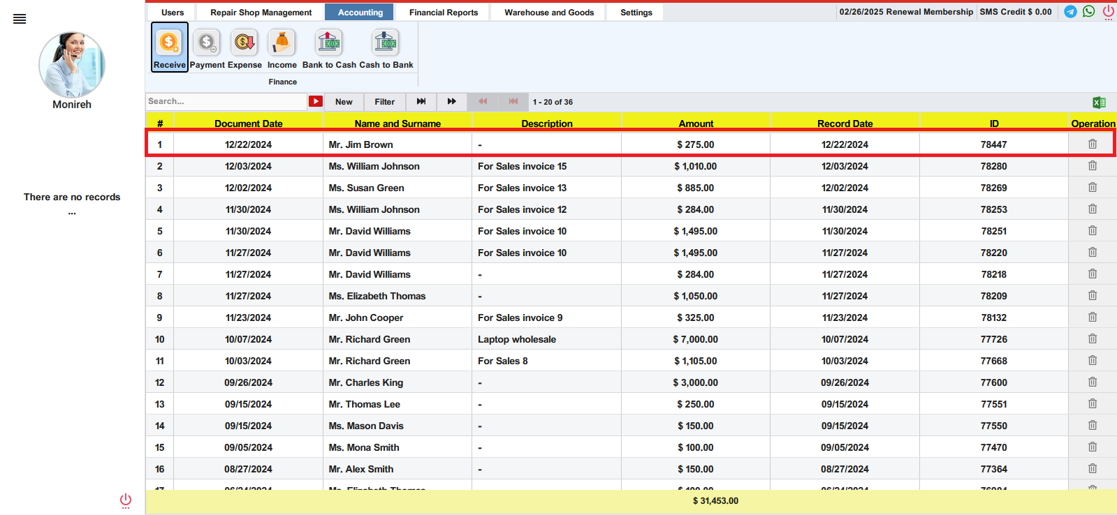 Payment Successfully Recorded in Finty