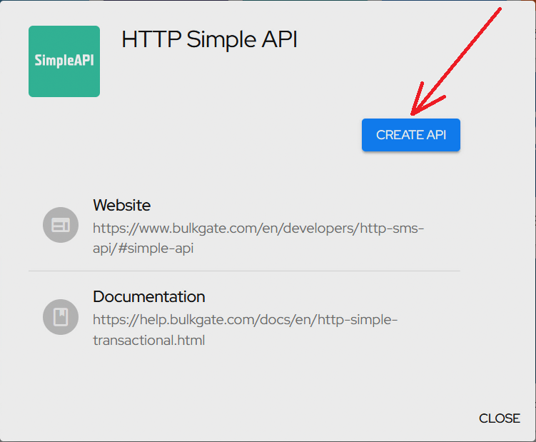 Create API in Bulkgate